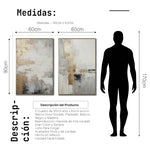 Cargar imagen en el visor de la galería, Cuadro Decorativo Abstracto Negro Arena 2-271- Diptico Moderno y Elegante en Tonos Negro, Gris, Beige y Dorado Oro
