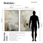 Cargar imagen en el visor de la galería, Cuadro Decorativo Abstracto Negro Arena 2-271- Diptico Moderno y Elegante en Tonos Negro, Gris, Beige y Dorado Oro
