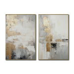 Cargar imagen en el visor de la galería, Cuadro Decorativo Abstracto Negro Arena 2-271- Diptico Moderno y Elegante en Tonos Negro, Gris, Beige y Dorado Oro
