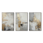Cargar imagen en el visor de la galería, Set Cuadros Decorativos Abstracto Negro Arena 2-271 -Triptico  Moderno y Elegante en Tonos Negro, Gris, Beige y Dorado Oro
