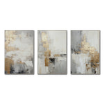 Cargar imagen en el visor de la galería, Set Cuadros Decorativos Abstracto Negro Arena 2-271 -Triptico  Moderno y Elegante en Tonos Negro, Gris, Beige y Dorado Oro
