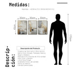 Cargar imagen en el visor de la galería, Set Cuadros Decorativos Abstracto Negro Arena 2-271 -Triptico  Moderno y Elegante en Tonos Negro, Gris, Beige y Dorado Oro
