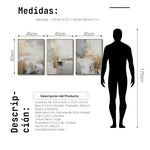Cargar imagen en el visor de la galería, Set Cuadros Decorativos Abstracto Negro Arena 2-271 -Triptico  Moderno y Elegante en Tonos Negro, Gris, Beige y Dorado Oro
