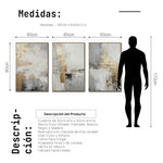 Cargar imagen en el visor de la galería, Set Cuadros Decorativos Abstracto Negro Arena 2-271 -Triptico  Moderno y Elegante en Tonos Negro, Gris, Beige y Dorado Oro

