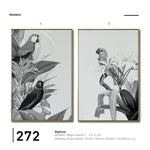Cargar imagen en el visor de la galería, Set Cuadros Decorativos Abstracto Negro Arena 2-272 - Diptico Boceto Loros, Aves, Pericos Arte Moderno y Elegante en Blanco y Negro Estilo Nordico
