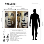 Cargar imagen en el visor de la galería, Set Cuadros Decorativos Abstracto Negro Arena 2-273 -Diptico Boceto de Rostros Caras de Mujer en Blanco y Negro con Dorado Oro Arte Moderno y Elegante
