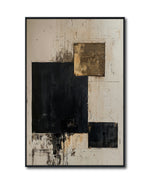 Cargar imagen en el visor de la galería, Cuadro Decorativo Abstracto Negro Arena 2-274 Arte Moderno y Elegante Estilo Nordico en Negro, Beige y Dorado Oro

