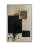 Cargar imagen en el visor de la galería, Cuadro Decorativo Abstracto Negro Arena 2-274 Arte Moderno y Elegante Estilo Nordico en Negro, Beige y Dorado Oro
