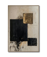 Cargar imagen en el visor de la galería, Cuadro Decorativo Abstracto Negro Arena 2-274 Arte Moderno y Elegante Estilo Nordico en Negro, Beige y Dorado Oro

