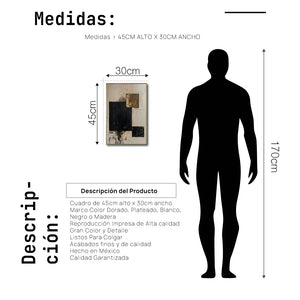 Cuadro Decorativo Abstracto Negro Arena 2-274 Arte Moderno y Elegante Estilo Nordico en Negro, Beige y Dorado Oro