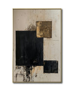 Cargar imagen en el visor de la galería, Cuadro Decorativo Abstracto Negro Arena 2-274 Arte Moderno y Elegante Estilo Nordico en Negro, Beige y Dorado Oro
