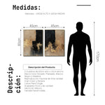 Cargar imagen en el visor de la galería, Set Cuadros Decorativos Abstracto Negro Arena 2-275 - Diptico Moderno y Elegante en Negro, Beige y Dorado Oro
