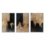 Cargar imagen en el visor de la galería, Set Cuadros Decorativos Abstracto Negro Arena 2-275- Triptico Moderno y Elegante en Negro, Beige y Dorado Oro
