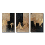 Cargar imagen en el visor de la galería, Set Cuadros Decorativos Abstracto Negro Arena 2-275- Triptico Moderno y Elegante en Negro, Beige y Dorado Oro
