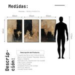 Cargar imagen en el visor de la galería, Set Cuadros Decorativos Abstracto Negro Arena 2-275- Triptico Moderno y Elegante en Negro, Beige y Dorado Oro
