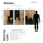 Cargar imagen en el visor de la galería, Set Cuadros Decorativos Abstracto Negro Arena 2-275- Triptico Moderno y Elegante en Negro, Beige y Dorado Oro
