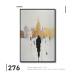 Cargar imagen en el visor de la galería, Cuadro Decorativo Abstracto Negro Arena 2-276 - Ciudad y Silueta Humana Arte Moderno y Minimalista en Negro y Dorado Oro
