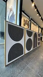 Cargar imagen en el visor de la galería, Set Cuadros Decorativos Abstracto Negro Arena 047 - 4piezas Arte Geométrico Estilo Boho Minimalista Cuádruple
