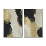 Cargar imagen en el visor de la galería, Set Cuadros Decorativos Abstracto Negro Arena 2-277 -Diptico Moderno y Elegante Arte Estilo Nordico en Negro, Beige y Dorado Oro
