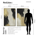 Cargar imagen en el visor de la galería, Set Cuadros Decorativos Abstracto Negro Arena 2-277 -Diptico Moderno y Elegante Arte Estilo Nordico en Negro, Beige y Dorado Oro
