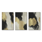 Cargar imagen en el visor de la galería, Set Cuadros Decorativos Abstracto Negro Arena 2-277- Triptico Moderno y Elegante Arte Estilo Nordico en Negro, Beige y Dorado Oro
