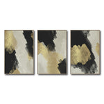 Cargar imagen en el visor de la galería, Set Cuadros Decorativos Abstracto Negro Arena 2-277- Triptico Moderno y Elegante Arte Estilo Nordico en Negro, Beige y Dorado Oro
