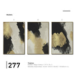 Cargar imagen en el visor de la galería, Set Cuadros Decorativos Abstracto Negro Arena 2-277- Triptico Moderno y Elegante Arte Estilo Nordico en Negro, Beige y Dorado Oro
