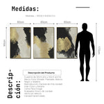 Cargar imagen en el visor de la galería, Set Cuadros Decorativos Abstracto Negro Arena 2-277- Triptico Moderno y Elegante Arte Estilo Nordico en Negro, Beige y Dorado Oro
