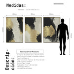 Cargar imagen en el visor de la galería, Set Cuadros Decorativos Abstracto Negro Arena 2-277- Triptico Moderno y Elegante Arte Estilo Nordico en Negro, Beige y Dorado Oro
