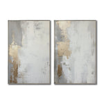 Cargar imagen en el visor de la galería, Set Cuadros Decorativos Abstracto Negro Arena 2 - 278 - Diptico Moderno y Elegante Arte Estilo Nordico en Blanco, Gris y Dorado Oro
