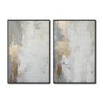 Cargar imagen en el visor de la galería, Set Cuadros Decorativos Abstracto Negro Arena 2 - 278 - Diptico Moderno y Elegante Arte Estilo Nordico en Blanco, Gris y Dorado Oro
