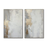 Cargar imagen en el visor de la galería, Set Cuadros Decorativos Abstracto Negro Arena 2 - 278 - Diptico Moderno y Elegante Arte Estilo Nordico en Blanco, Gris y Dorado Oro

