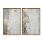 Cargar imagen en el visor de la galería, Set Cuadros Decorativos Abstracto Negro Arena 2 - 278 - Diptico Moderno y Elegante Arte Estilo Nordico en Blanco, Gris y Dorado Oro
