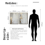 Cargar imagen en el visor de la galería, Set Cuadros Decorativos Abstracto Negro Arena 2 - 278 - Diptico Moderno y Elegante Arte Estilo Nordico en Blanco, Gris y Dorado Oro
