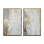 Cargar imagen en el visor de la galería, Set Cuadros Decorativos Abstracto Negro Arena 2 - 278 - Diptico Moderno y Elegante Arte Estilo Nordico en Blanco, Gris y Dorado Oro
