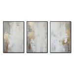 Cargar imagen en el visor de la galería, Set Cuadros Decorativos Abstracto Negro Arena 2 - 278 - Triptico Moderno y Elegante Arte Estilo Nordico en Blanco, Gris y Dorado Oro
