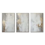 Cargar imagen en el visor de la galería, Set Cuadros Decorativos Abstracto Negro Arena 2 - 278 - Triptico Moderno y Elegante Arte Estilo Nordico en Blanco, Gris y Dorado Oro
