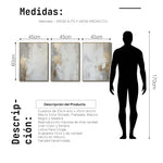Cargar imagen en el visor de la galería, Set Cuadros Decorativos Abstracto Negro Arena 2 - 278 - Triptico Moderno y Elegante Arte Estilo Nordico en Blanco, Gris y Dorado Oro

