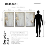 Cargar imagen en el visor de la galería, Set Cuadros Decorativos Abstracto Negro Arena 2 - 278 - Triptico Moderno y Elegante Arte Estilo Nordico en Blanco, Gris y Dorado Oro
