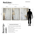 Cargar imagen en el visor de la galería, Set Cuadros Decorativos Abstracto Negro Arena 2 - 278 - Triptico Moderno y Elegante Arte Estilo Nordico en Blanco, Gris y Dorado Oro
