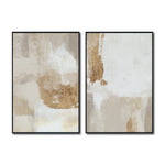 Cargar imagen en el visor de la galería, Set Cuadros Decorativos Abstracto Negro Arena 2 - 279 - Diptico Moderno y Elegante Arte Estilo Boho en Blanco, Beige y Dorado Oro
