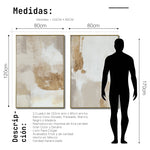 Cargar imagen en el visor de la galería, Set Cuadros Decorativos Abstracto Negro Arena 2 - 279 - Diptico Moderno y Elegante Arte Estilo Boho en Blanco, Beige y Dorado Oro
