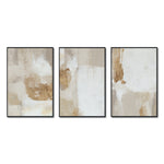 Cargar imagen en el visor de la galería, Set Cuadros Decorativos Abstracto Negro Arena 2 - 279 - Triptico Moderno y Elegante Arte Estilo Boho en Blanco, Beige y Dorado Oro
