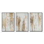 Cargar imagen en el visor de la galería, Set Cuadros Decorativos Abstracto Negro Arena 2 - 281 - Triptico Moderno y Elegante Arte Estilo Boho en Blanco, Beige y Dorado Oro
