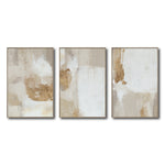 Cargar imagen en el visor de la galería, Set Cuadros Decorativos Abstracto Negro Arena 2 - 279 - Triptico Moderno y Elegante Arte Estilo Boho en Blanco, Beige y Dorado Oro
