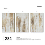 Cargar imagen en el visor de la galería, Set Cuadros Decorativos Abstracto Negro Arena 2 - 281 - Triptico Moderno y Elegante Arte Estilo Boho en Blanco, Beige y Dorado Oro
