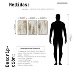 Cargar imagen en el visor de la galería, Set Cuadros Decorativos Abstracto Negro Arena 2 - 281 - Triptico Moderno y Elegante Arte Estilo Boho en Blanco, Beige y Dorado Oro
