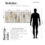 Cargar imagen en el visor de la galería, Set Cuadros Decorativos Abstracto Negro Arena 2 - 281 - Triptico Moderno y Elegante Arte Estilo Boho en Blanco, Beige y Dorado Oro
