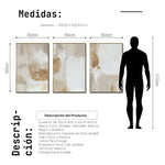 Cargar imagen en el visor de la galería, Set Cuadros Decorativos Abstracto Negro Arena 2 - 279 - Triptico Moderno y Elegante Arte Estilo Boho en Blanco, Beige y Dorado Oro

