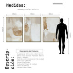 Cargar imagen en el visor de la galería, Set Cuadros Decorativos Abstracto Negro Arena 2 - 279 - Triptico Moderno y Elegante Arte Estilo Boho en Blanco, Beige y Dorado Oro
